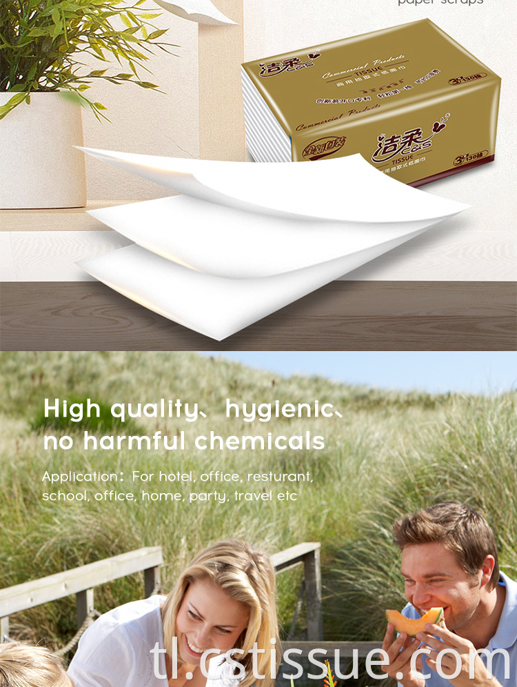 Pabrika pakyawan puting kulay 100 % birhen pulp 3 ply soft pack facial tissue paper